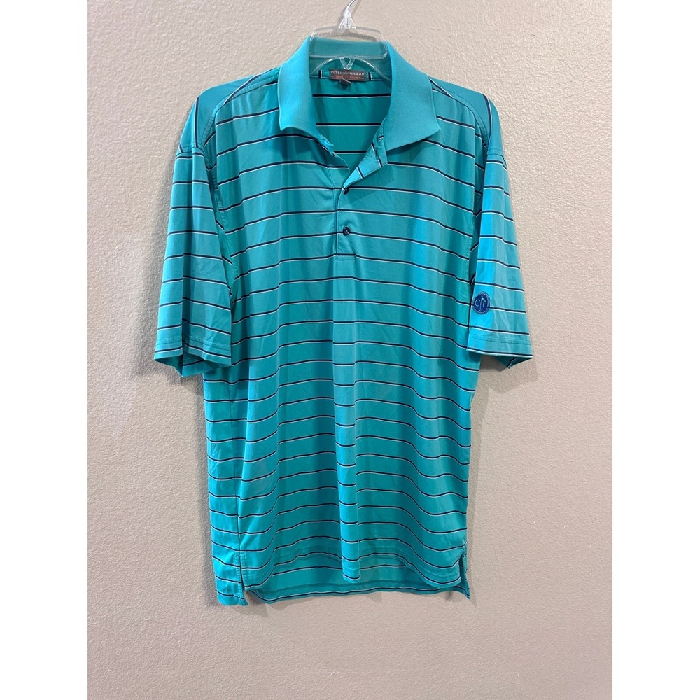 Peter Millar Summer Comfort Golf Polo Striped Blue Performance Size M